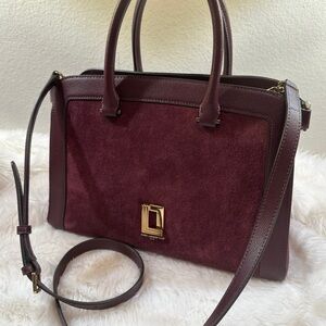 Karl Lagerfeld Paris Raisin Suede Satchel Crossbody Bag NWT $298